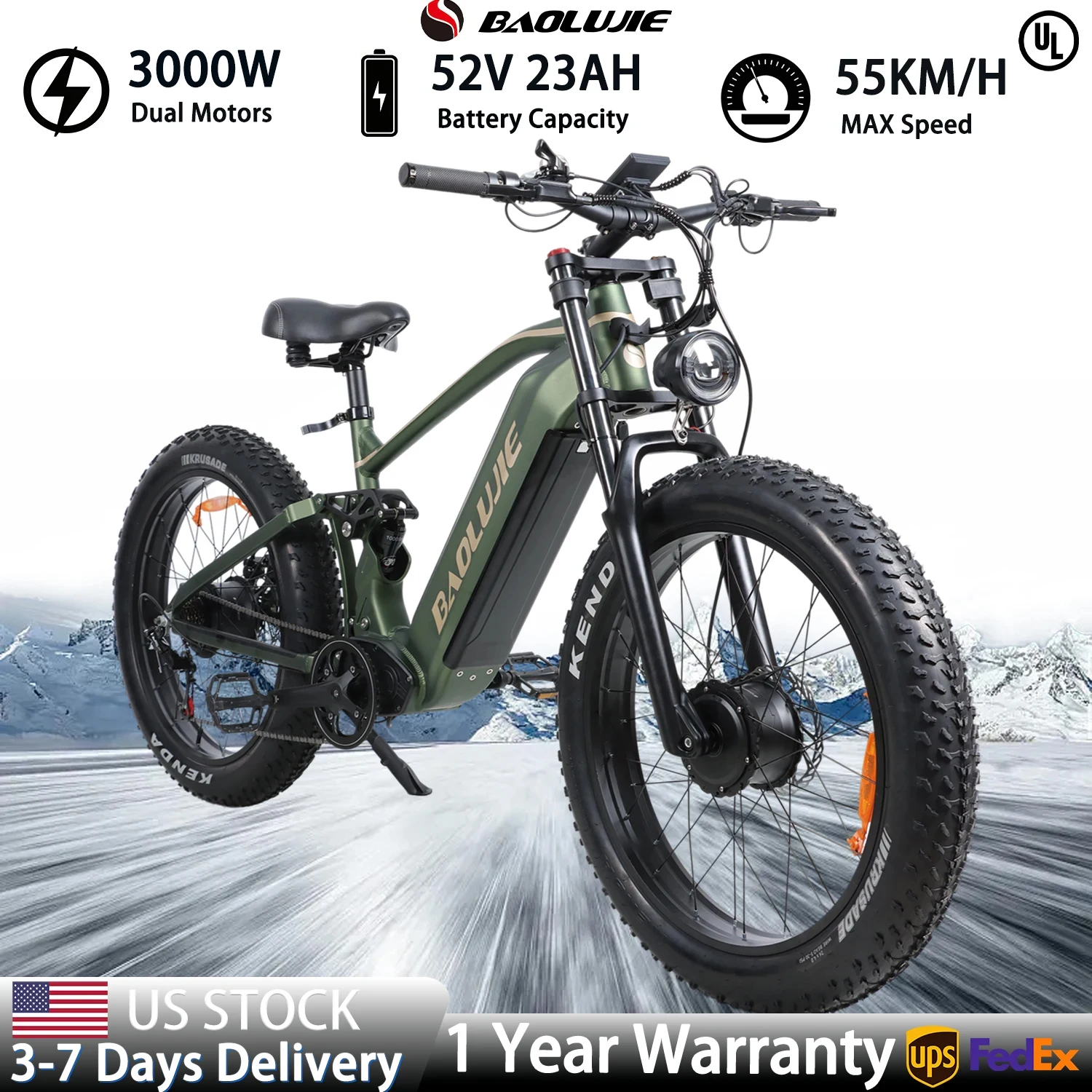 

BAOLUJIE P2 Electric Bike Bicycle Exercise Electric City Bike E Bike for Adults Ebike 3000W Max Speed 35MPH 【1 Year Warranty】