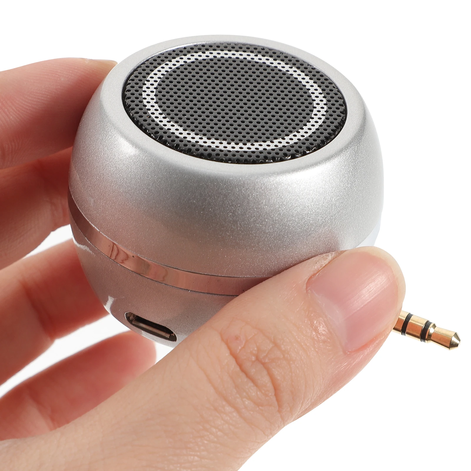 

Mini Wired Speaker AUX In Portable USB Desktop Laptop Phone Speaker Silver 35mm Plug Built_in High Strength Protective