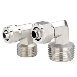 PL Copper Pneumatic Quick Connector PU Hose Pipe 4 6 8 10 12mm Quick Screw Connector L Elbow External Thread 1/8 1/4 3/8 1/2 M5