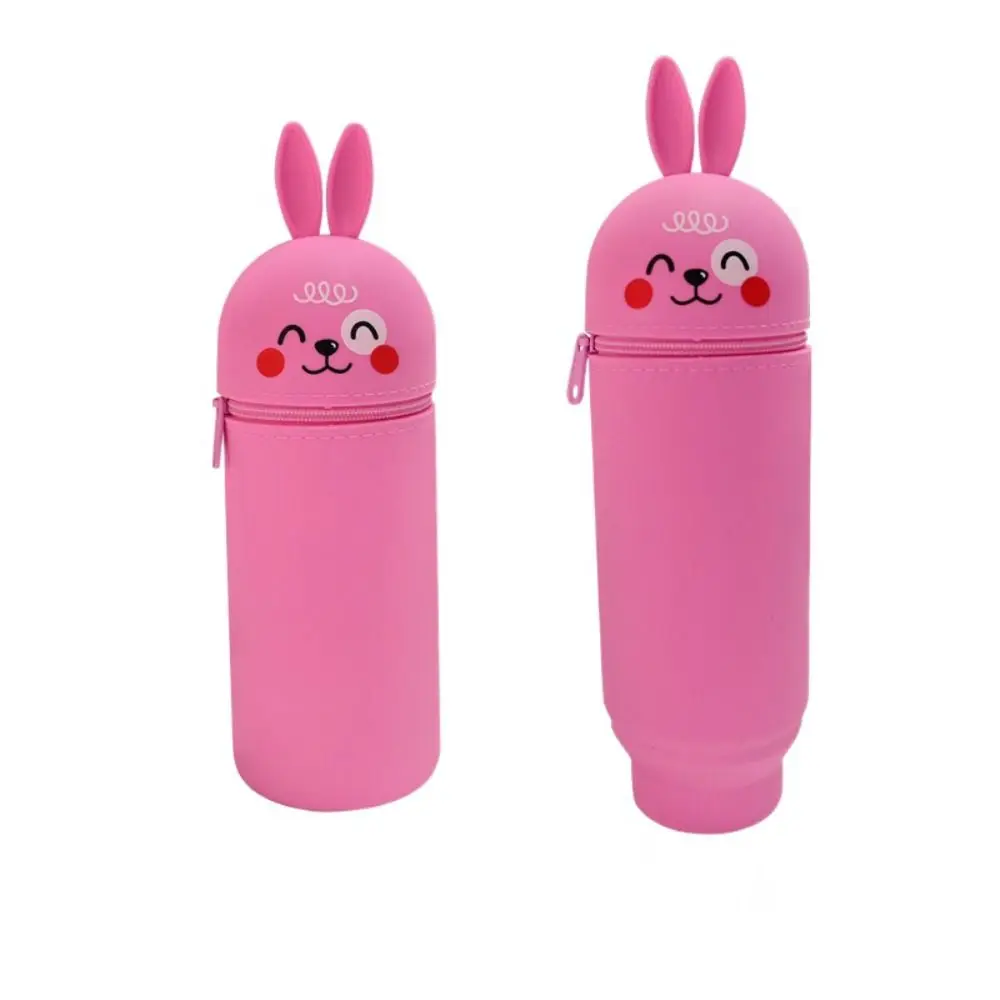 1pc Cute Foldable Pencil Case Animal Shape Dirt Resistant Pen Container Broken-resistant Rabbit Shark Pen Box for Students