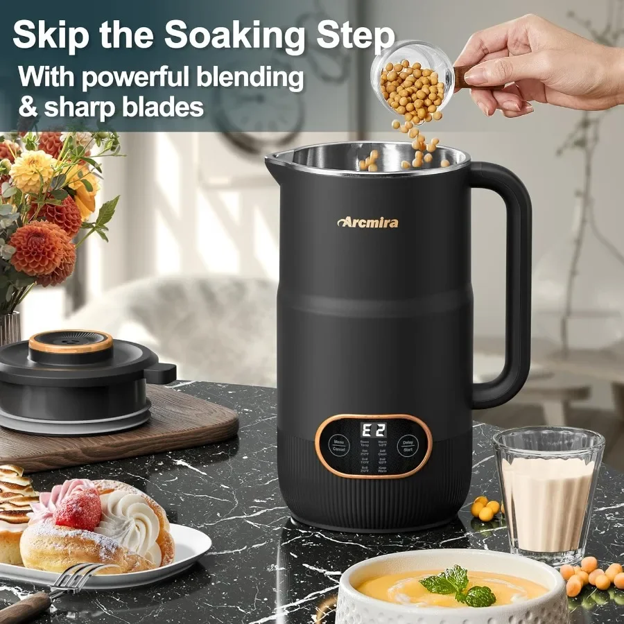 ماكينة صنع حليب الجوز 8 في 1 مع 8 شفرات وسعة 35 أونصة لشوفان اللوز المحلي الصنع وجوز الهند والصويا والحليب النباتي الأخرى وغير داي