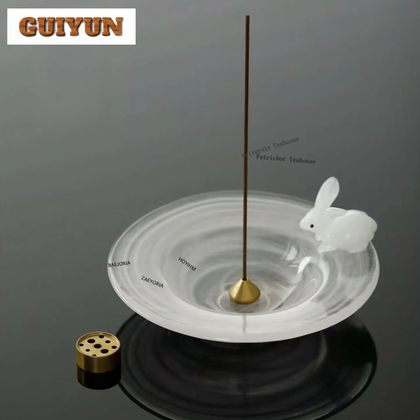 

Glazed Glass Jade Rabbit Incense Holder Boutique Diffuser Incense Burners Aromatherapy Censer Teaset Accessories Decoration
