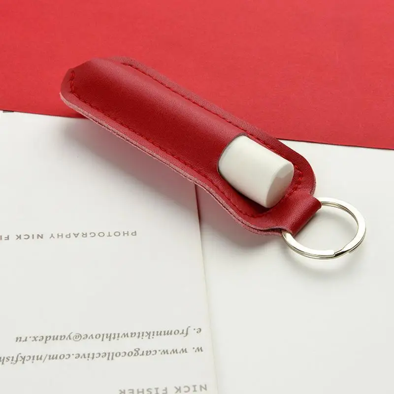 1 Stück PU-Leder Lippenstift-Schlüsselanhänger Tasche Bunter Schlüsselhalter Lippenbalsam-Etui Einfacher Schlüsselanhänger – Detail 10