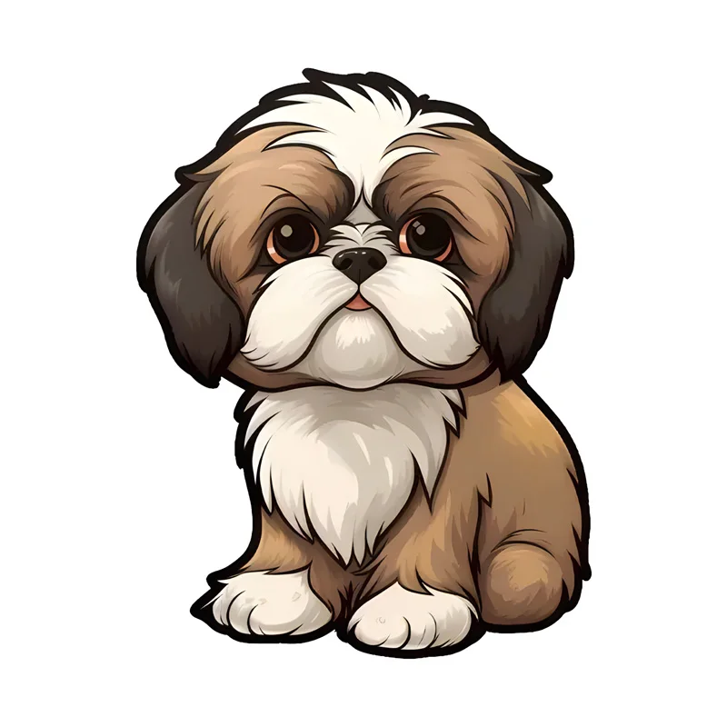 

1 шт., виниловая наклейка для автомобиля CHIBI SHIH TZU DOG, декоративная наклейка с изображением животного, наклейка для автомобиля