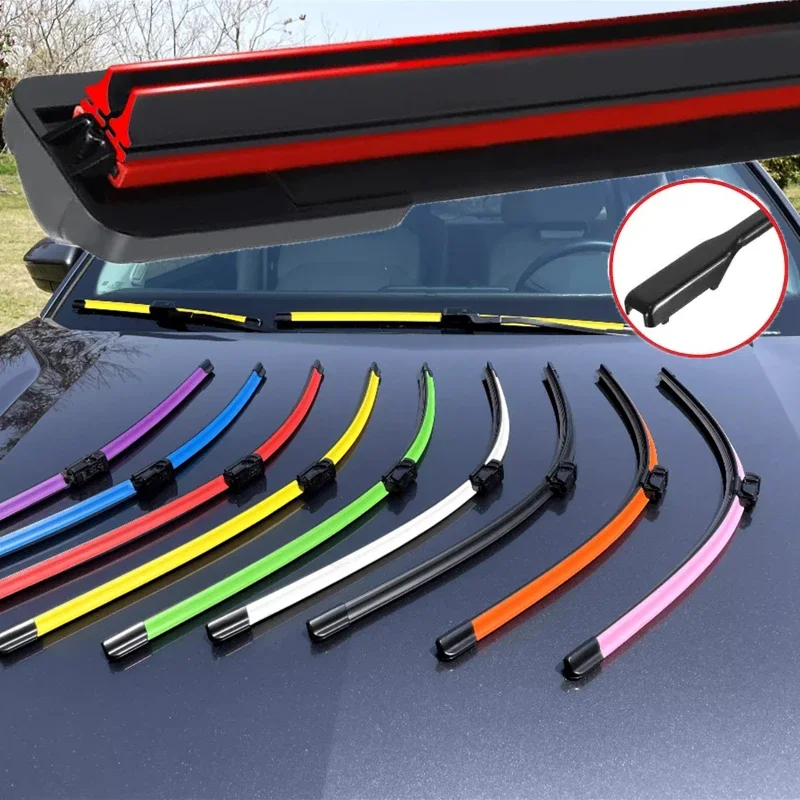 Colorful Vatl5.1. Car Windshield Wiper blades Universal Soft Double layer Rubber Frameless Bracketless 16