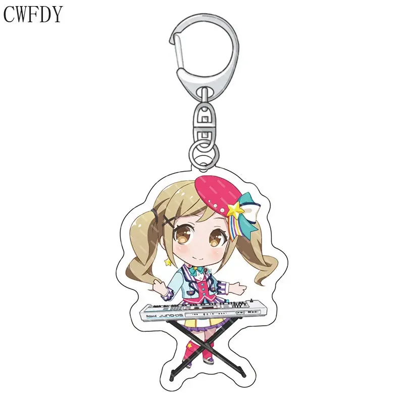 Anime BanG Dream Acrylic Keychain Cartoon Figure Toyama Kasumi Hanazono Tae Ushigome Rimi Pendant Keyring Jewelry For Girls Gift