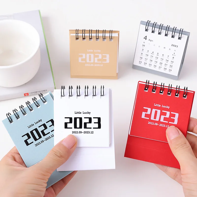 2023 Mini Desk Calendar Desktop Decoration Calendar Learning Notebook Clock-in Notes Creative Stationery Simple Office Supplies