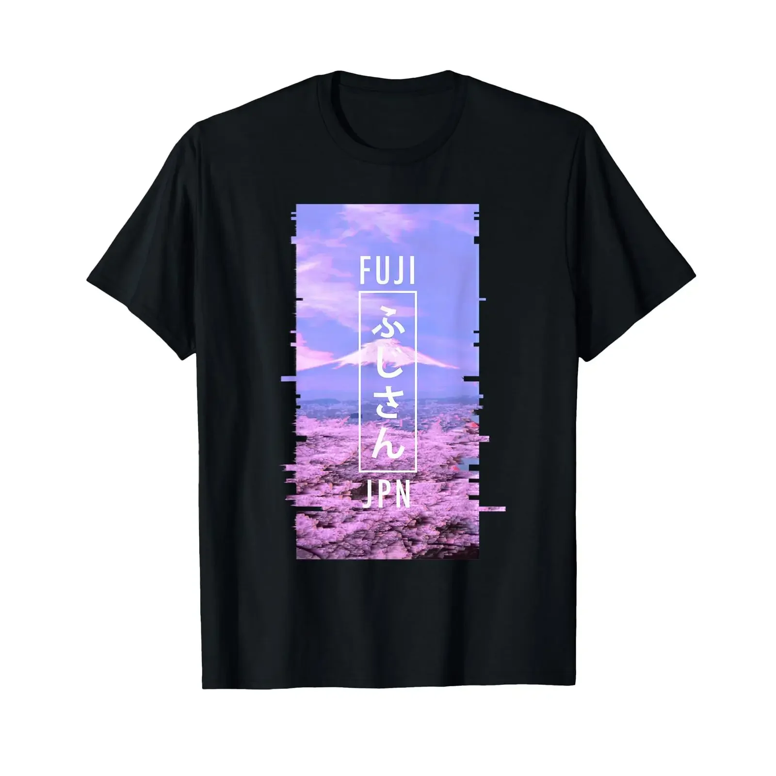 Mt Fuji Japan Glitch Art Japanese Otaku Vaporwave T Shirt vintage Washed Stylish Casual fashion Versatile graphic Slightly Soft