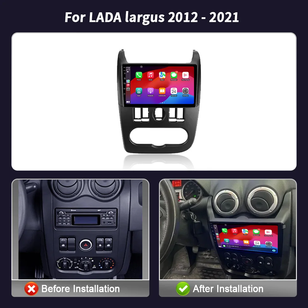 Wireless CarPlay Screen Stereo For LADA largus 2012-2021 4G WIFI Android Car Radio Multimedia Player Navigation 2DIN