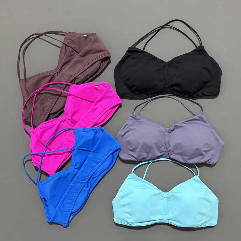 HISTELLO Seamless Yoga Bra Women Push Up Sports Bras Cross Back Open Back Sports Top Quick Dry Sexy Workout Running Crop Tops