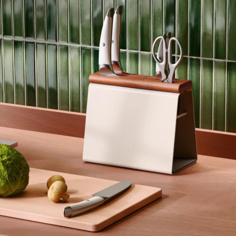 Medieval Style Knife Stand Solid Wood Kitchen Countertop Storage for Knives Ventilated Design for Mold Prevention