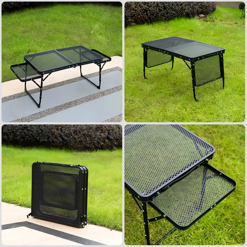 1PC Outdoor Folding Table Grid Portable Picnic Table Camping Table Party Picnic BBQ Foldable Storage Shelf Travel Supplies