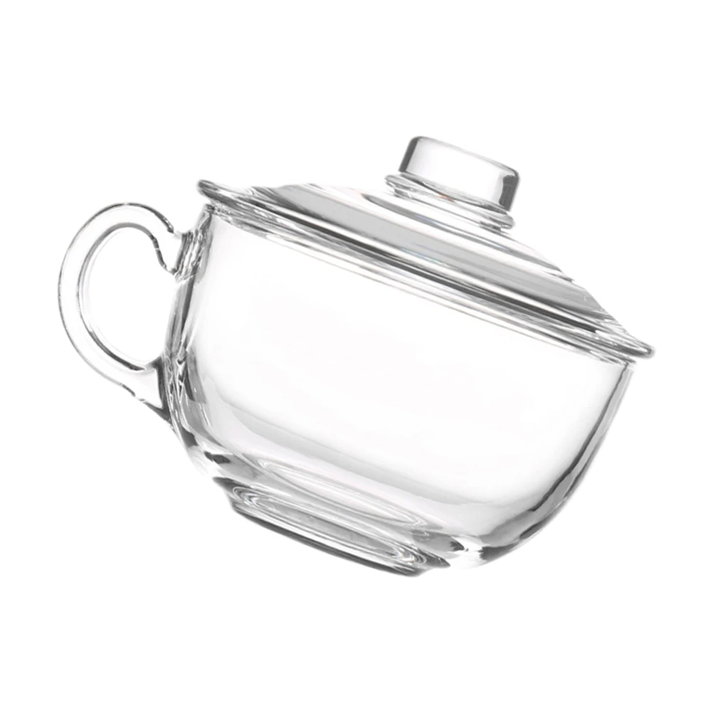 

Glass Serving Bowl Lid Handle Clear Glass Fruit Salad Ice Cream Porridge Bowl for Home Restaurant Fruit Container