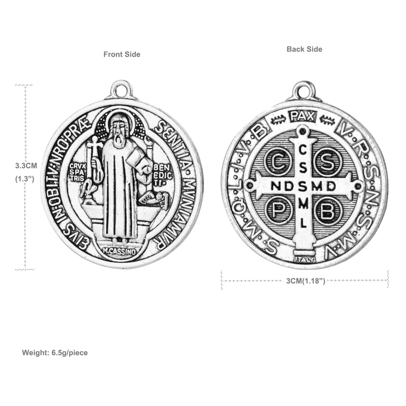 Diyalo 2 teile/los katholischer runder exorcism st. benedict medaille anhänger diy handgemachte halskette schlüssel bund chaplet schmuck teile – Detail 1