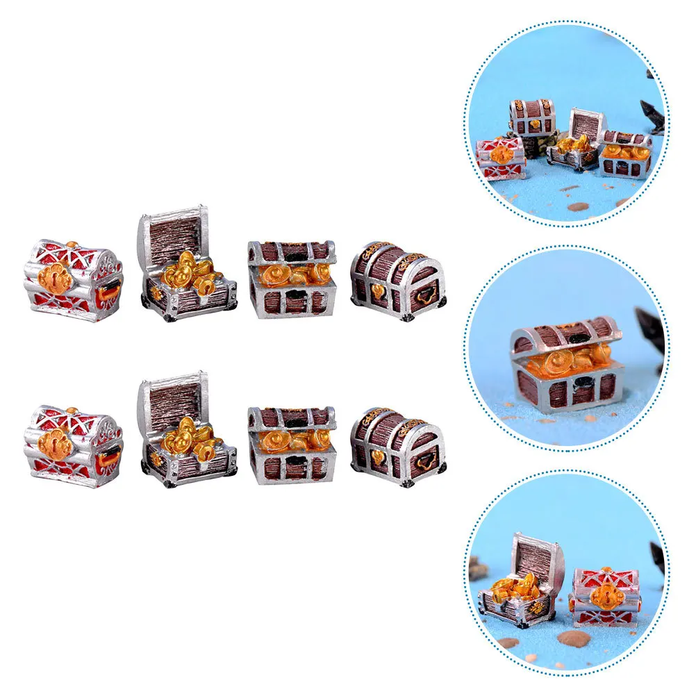 

8Pcs Treasure Box Decor Delicate Resin Mini Aquarium Ornament for Desktop Home Office Wedding Decoration Fish Tank Accessories