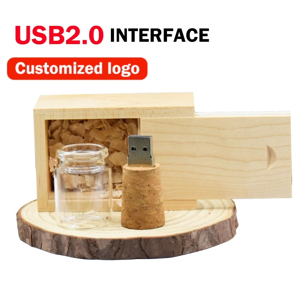 

1PCS New arrival messenger bottle usb 2.0 memory stick glass drift bottle usb flash drives wooden cork pendrive 16GB 32GB 64GB