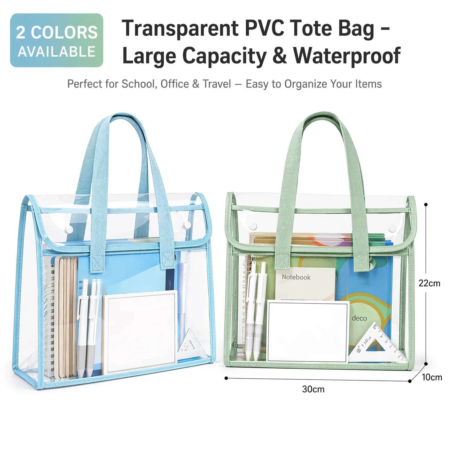 clear PVC tote bag overview