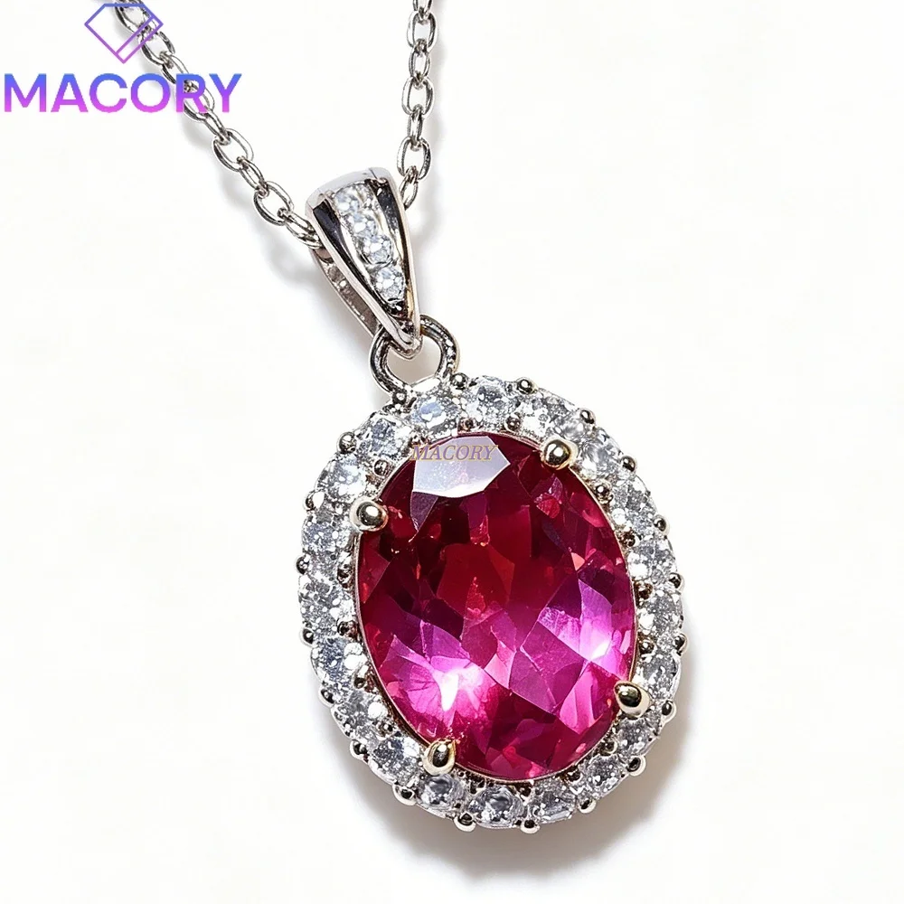 Natural Pink topaz necklace s 925 silver vintage classic delicate pendant everyday versatile Valentine's Day gift birthday gift