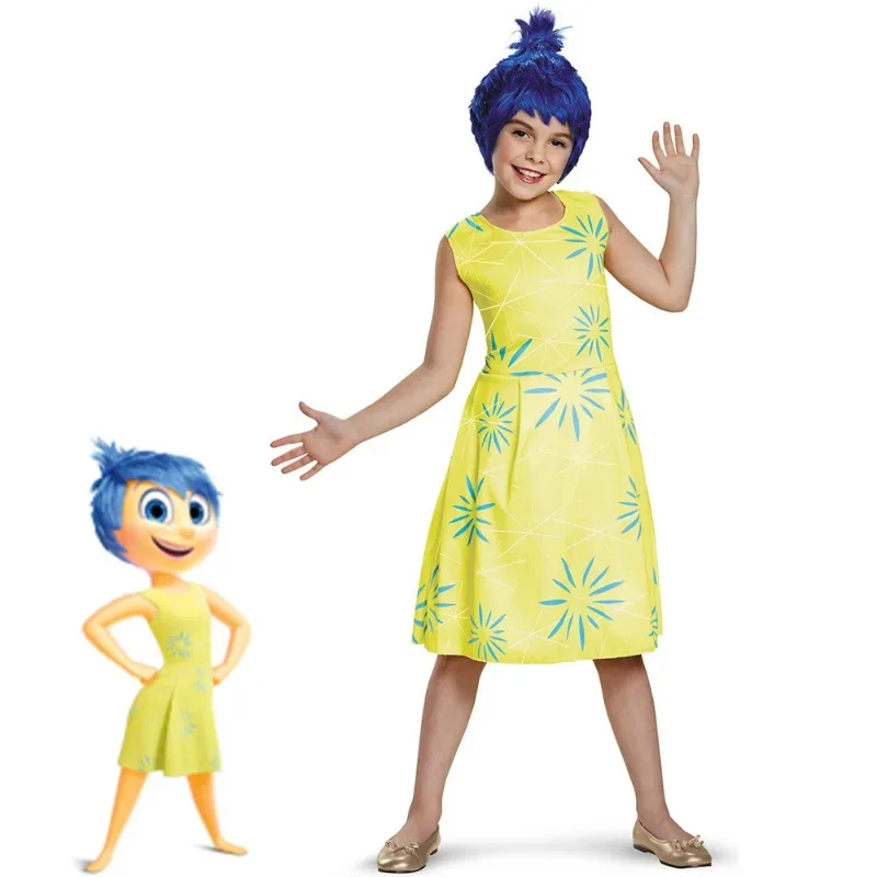 Disgust Joy cosplay costume Summer Girls Cartoon joy Princess Dress Birthday Costume Inside Out 2 Disgust Inspired Skater Dress