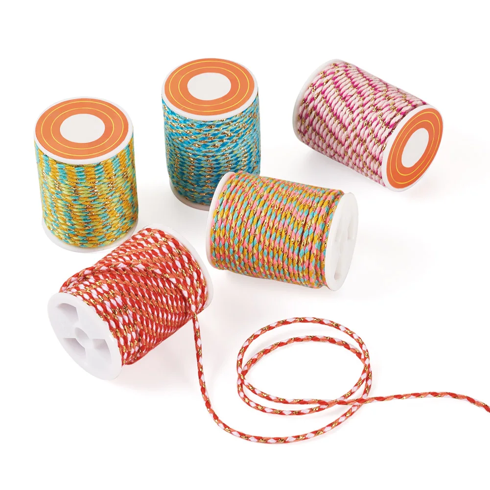 5 Rolls 1.5MM 4-Ply Polycotton Macrame Cord Rope for Braided Bracelet Necklace DIY Craft String Knitting String Home Decor