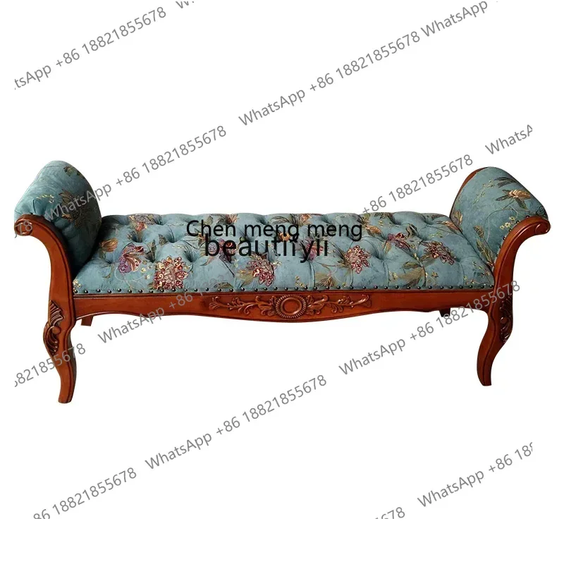 ss8350 American style solid wood shoe changing stool European style leather shoe stool long stool bed