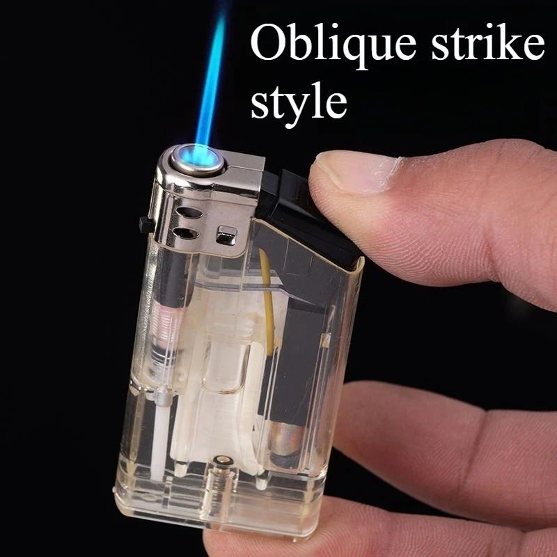 

New Oblique Wide Version Lighter with Blue Flame Thickened Inflation Retro Creativity Cigarette Accessories