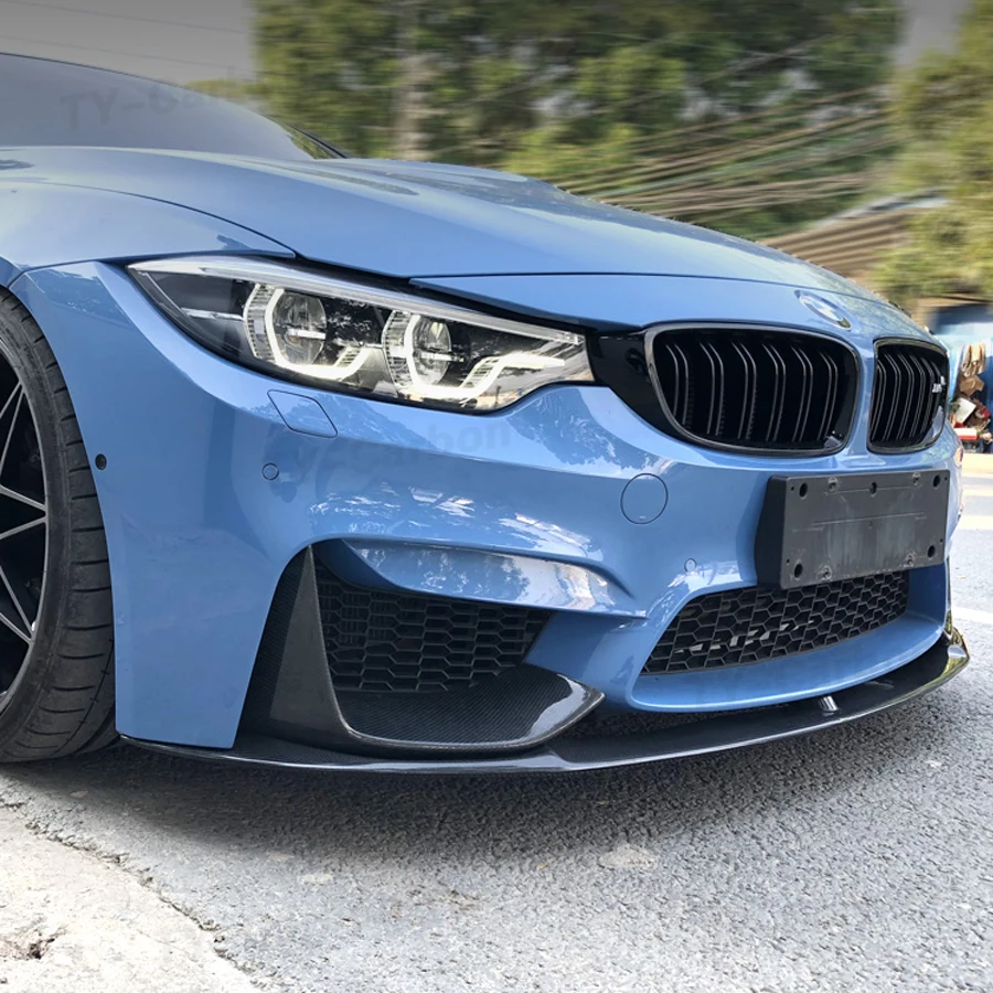 Carbon Fiber Car Front Bumper Splitters For BMW F80 M3 Sedan 4D F82 F83 M4 Coupe 2014-2019 Front Splitter Fog Lamp Trim Cove