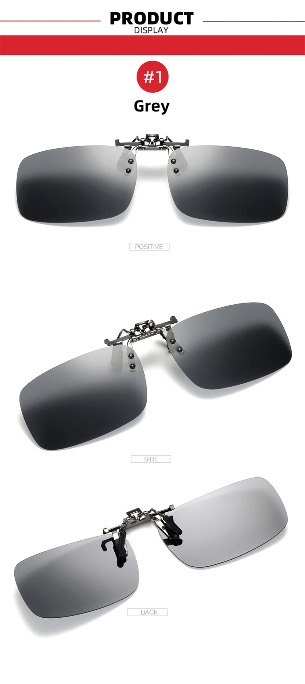 VIVIBEE Spiegel Blau Flip Up Clip auf Sonnenbrille Angeln Männer Quadratische Polarisierte Linse Metall Nachtsicht Fahren UV400 Frauen Gläser – Detail 9