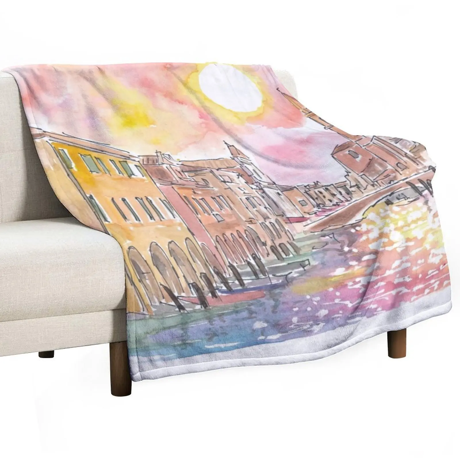 Chioggia Hidden Gem and Entrance to Lagoon of Venice Throw Blanket decorative Retros Blankets