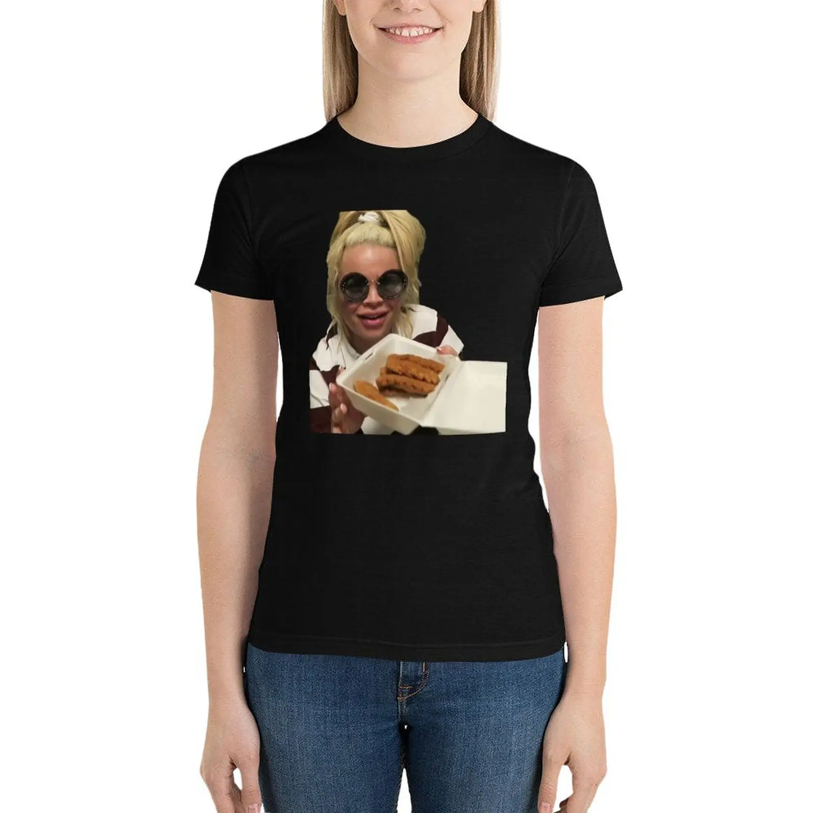 Trisha Paytas Chicken Nuggets T-Shirt oversized anime clothes tees rock and roll t shirts for Women