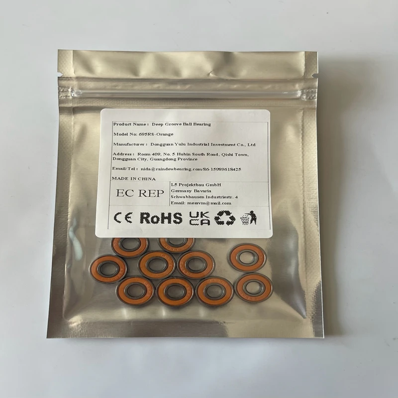 

10 Pcs 695RS Bearing 5x13x4 mm Steel Rubber Sealed High-Speed Ball Bearings for Mechanical Equipment