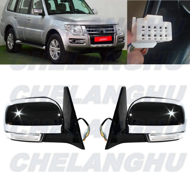 

For Pajero 2006 2007 2008 2009 2010 2011 2012 2013 2014 2015 2016 2017 2018 2019 2020 2021 1 Pair 10 Pins Chrome Painted Mirror