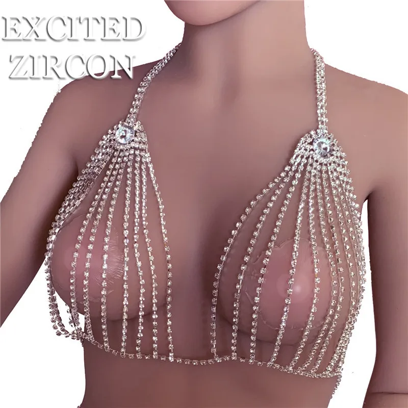 INS blogger's trendy and fashionable body chain set with super sparkling crystal and sexy bikini body accessories