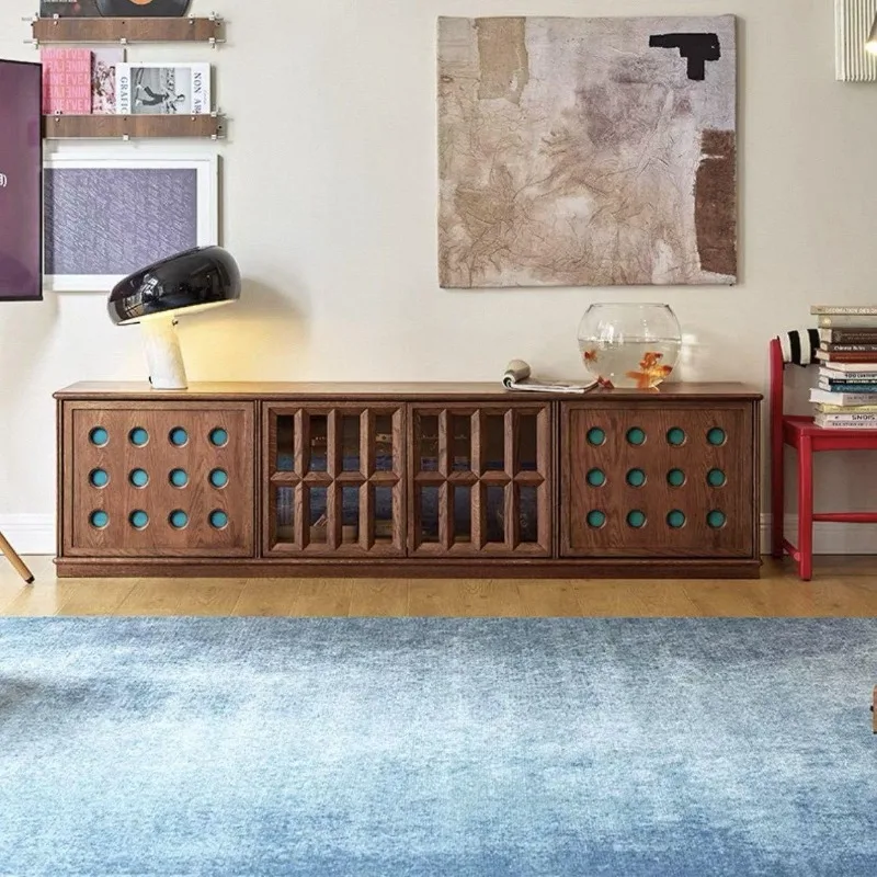 

French medieval TV cabinet floor-to-ceiling living room 2026 new small apartment storage Bauhaus TV
