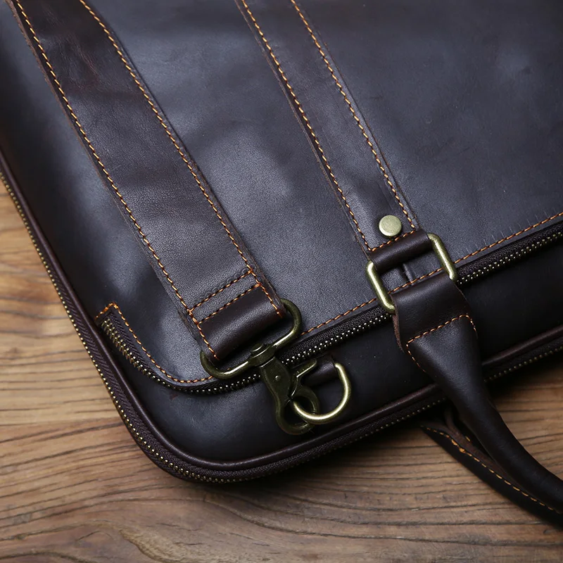 NZPJ Vintage handgefertigte Leder Herrenhandtasche Oberschicht Rindsleder Große Kapazität Business Computertasche Herren Schulter Diagonaltasche – Detail 13