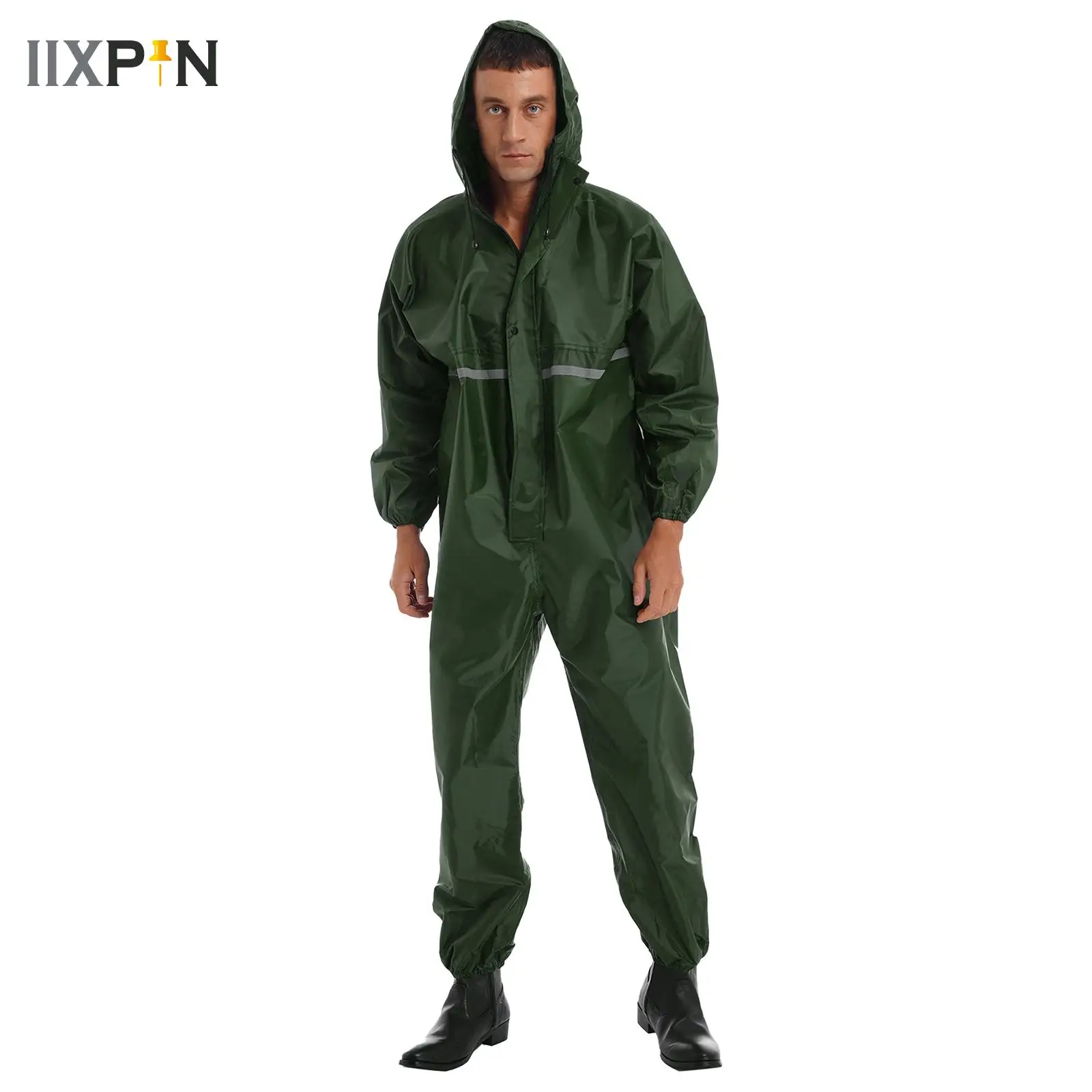 남성용 방수 작업복 긴 소매 우비 점프수트 작업장 근로자용 방진 후드 작업복
