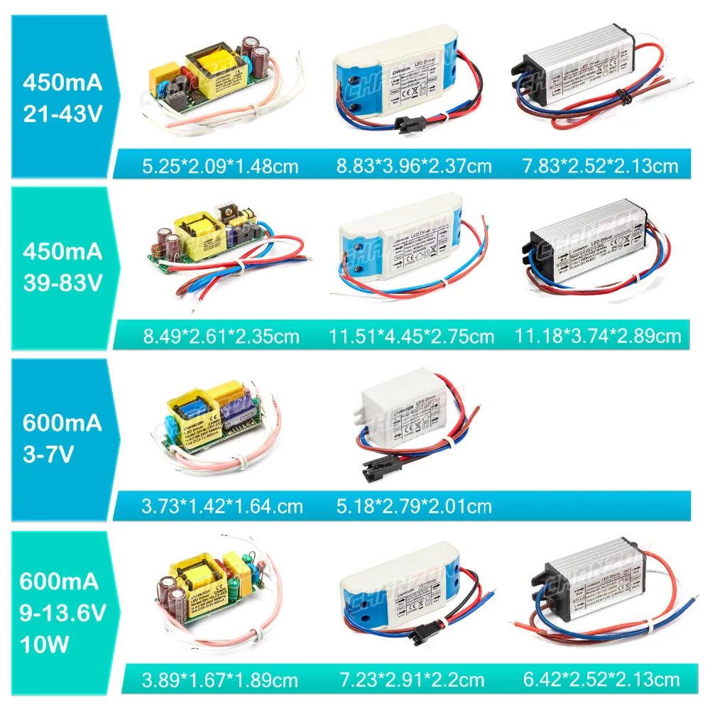 1 adet LED Sürücü 1W 3W 5W 10W 20W 30W 36W 50W 100W 300mA 600mA 900mA 1500mA Su Geçirmez Aydınlatma Transformatörleri DIY Lamba Güç Kaynağı