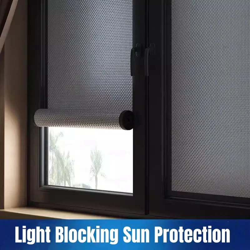 Window Sun Shade Films Pad with Magic Aluminum Foil Insulation Shading Films Anti-UV Protection Retractable Hovering Curtains
