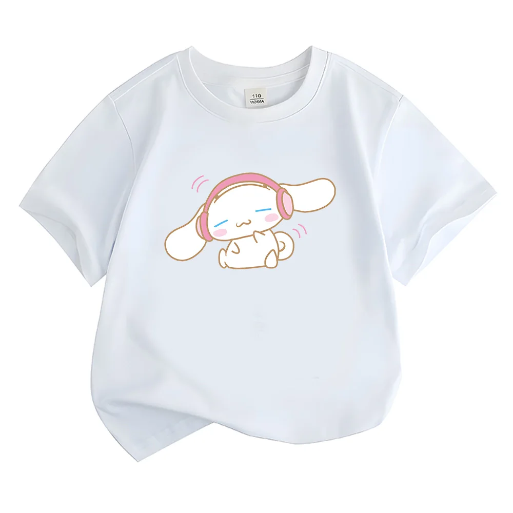 

Cinnamoroll Sanrio “music Music”T-shirt Sweet Children Cotton Tees Girls Boy Kids Anime Cartoons Tops Summer Y2K Sports TShirts