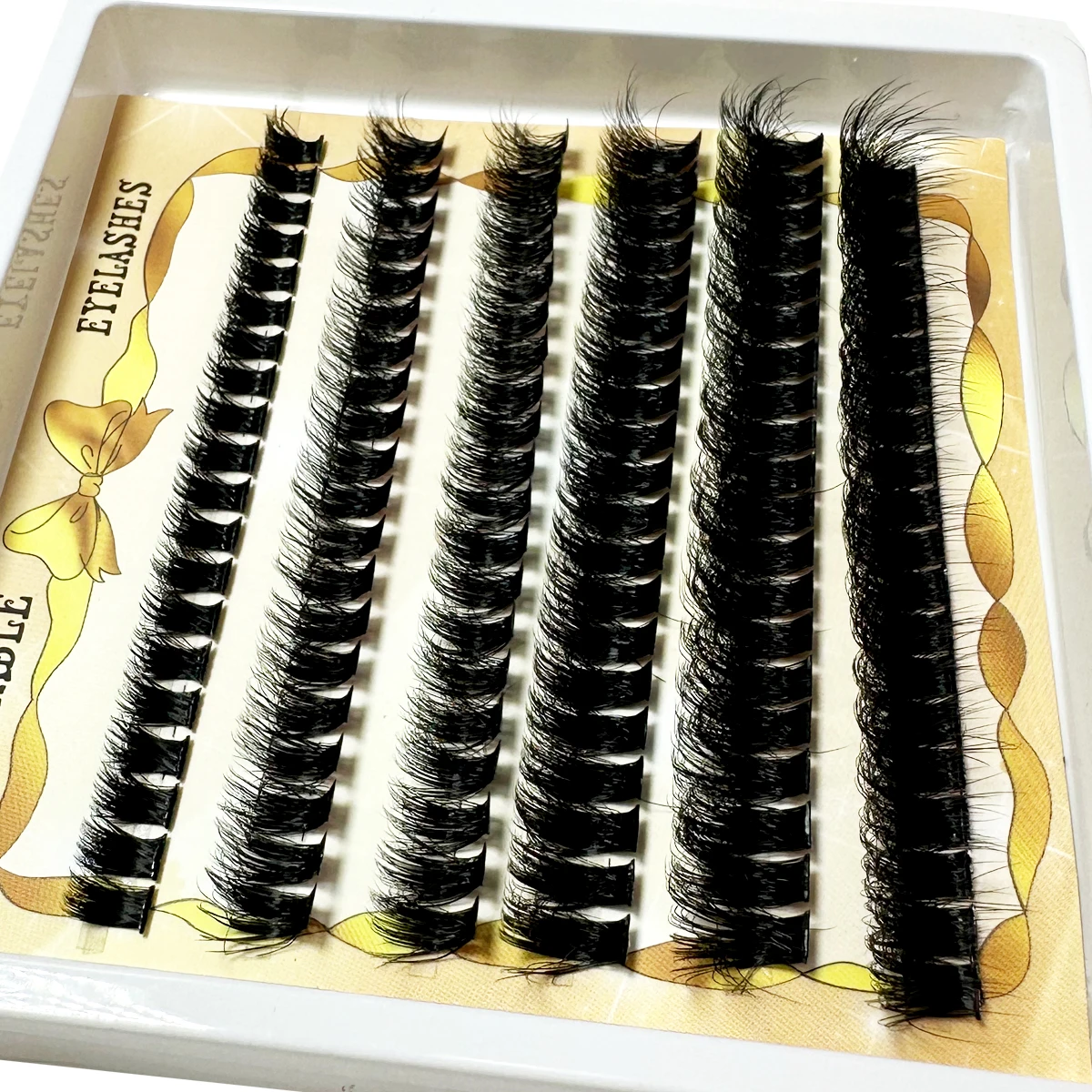 6Rows 5D Fluffy Lashes Cluster 100D Thick Eyelash Russia Curl Wispy Individual Lashes 8-16mm Mix Eyelash Extension