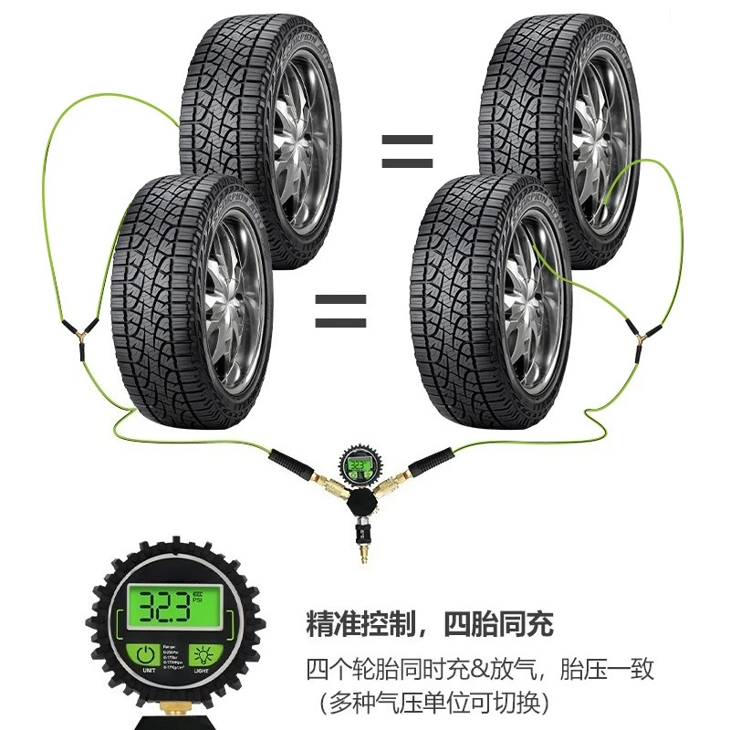 High-Precision Digital Tire Pressure Gauge 1-in-2/1-in-4 Integrated Inflation & Deflation for Desert 4X4 Off-Road Vehicles