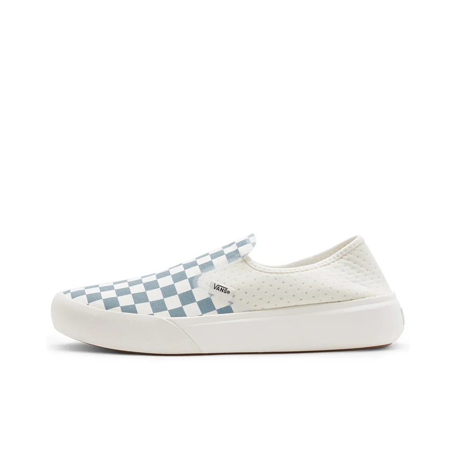 Vans Slip-on en cuir et textile, résistantes à l'abrasion, légères, basses, chaussures de skateboard unisexes, bleu et blanc à carreaux