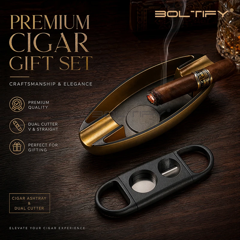 New Boat Shaped Cigar Ashtray Lightweight and Portable Ashtray Luxurious and Atmospheric Dual Slot for Home Office cigar cutter