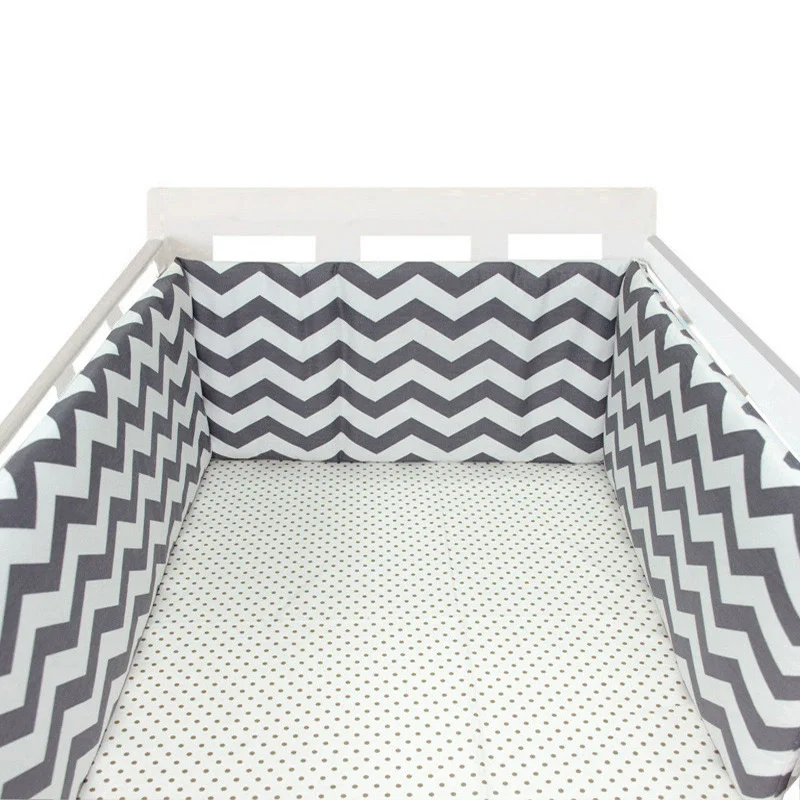 Nordic Sterren Babybed Dikker Bumpers Rits Ontwerp Een stuk Wieg Rond Kussen Cot Protector Kussens 200*30 CM