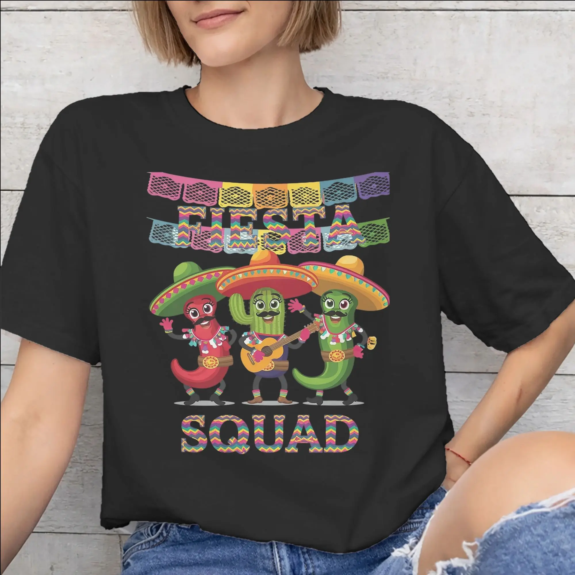 Men Women Graphic Printed Fiesta Squad Cinco De Mayo T Shirt Tee 100% Cotton  T-shirts Clothes