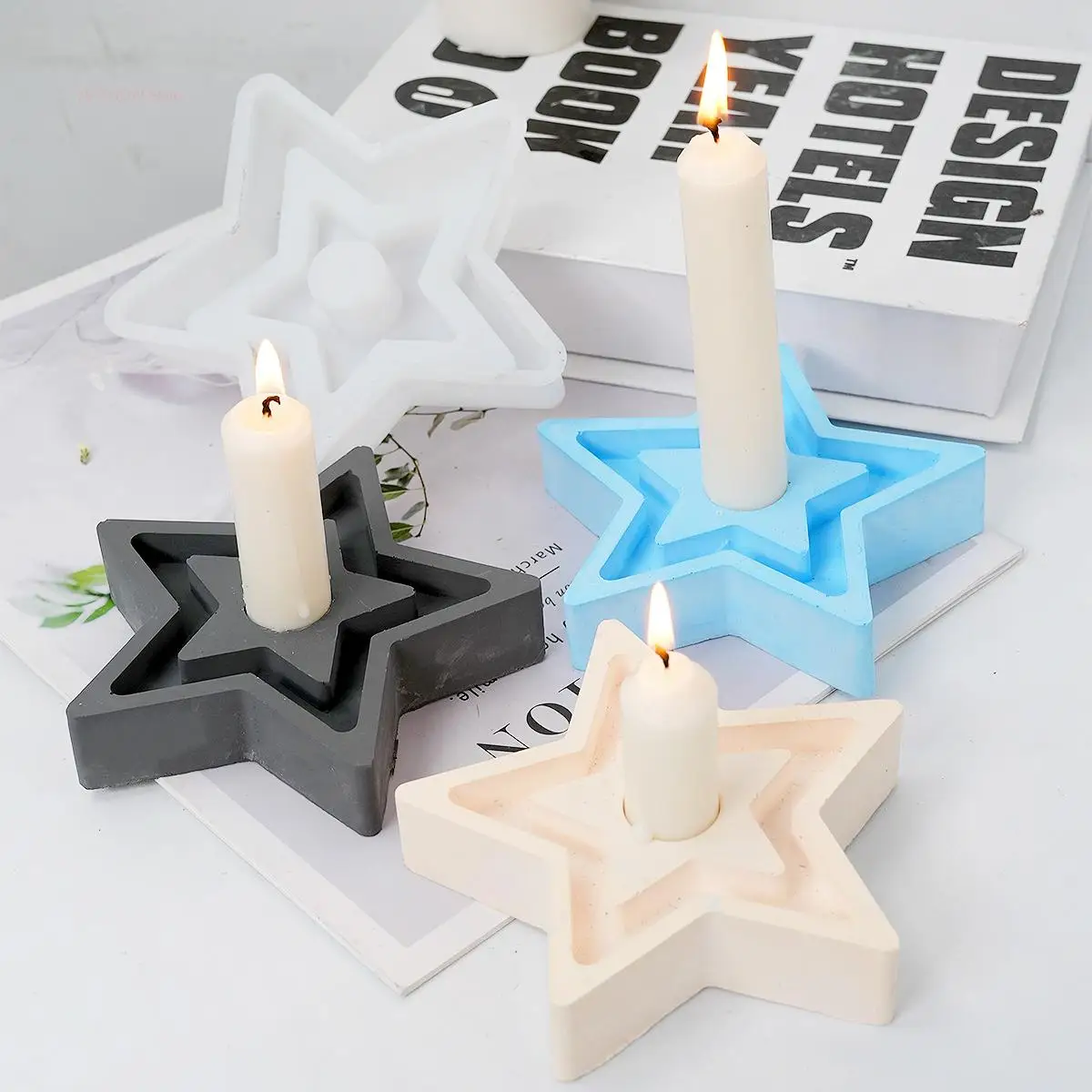 Star Shape Candle Holder Resin Mold Candlestick Epoxy Casting Silicone Mold for Scented Candle Container DIY Handmade Craft Mold