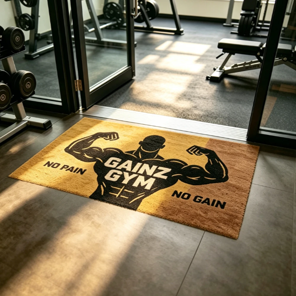 Custom Gym Entrance Mat Pattern Text Print Non Slip Rug For Gym Club Entrance Indoor Decor Personalized Floor Carpet