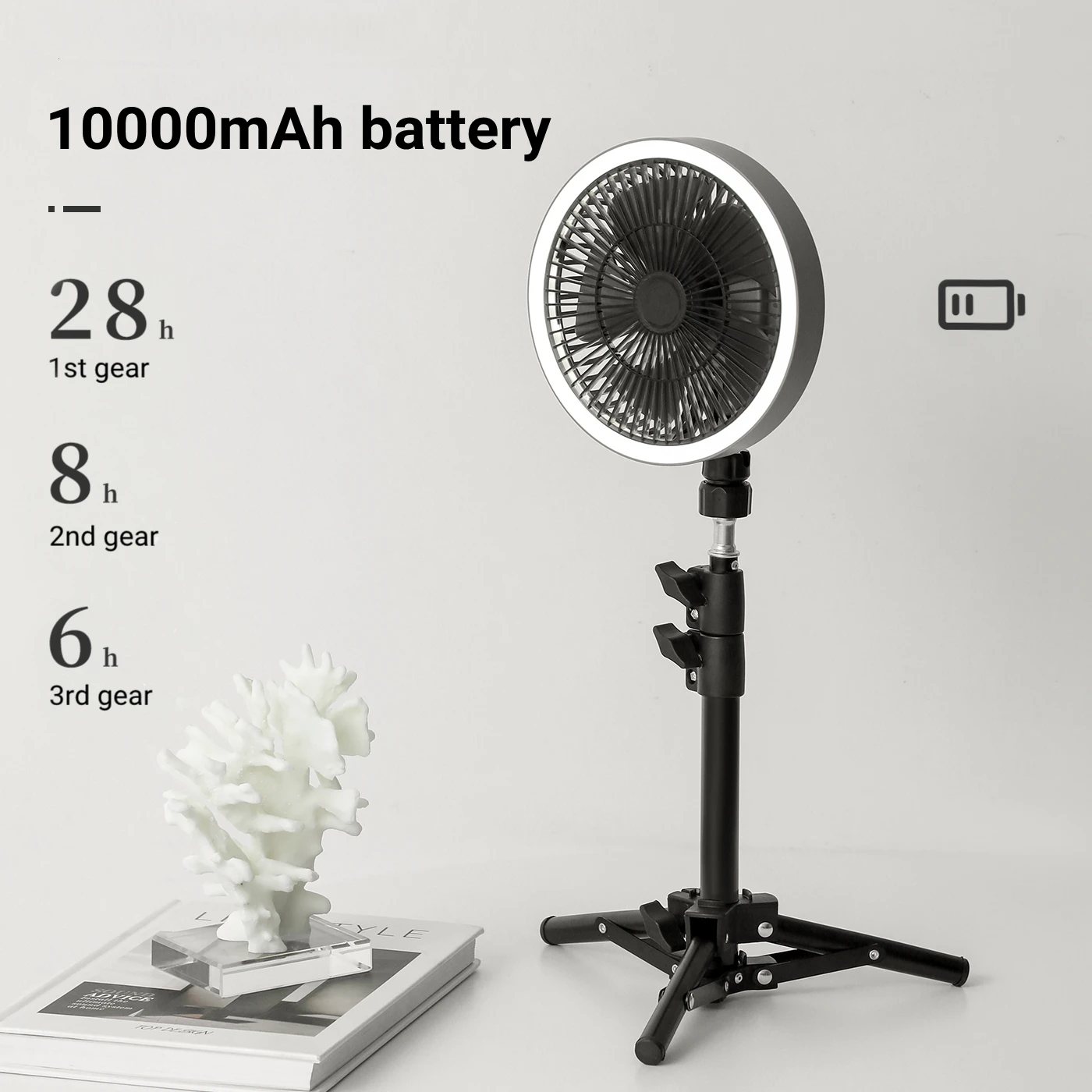 Huishoudapparatuur Elektrische Staande Vloer Fan Usb Oplaadbare 10000Mah Batterij Draadloze Draagbare Statief Camping Fan Ventilador