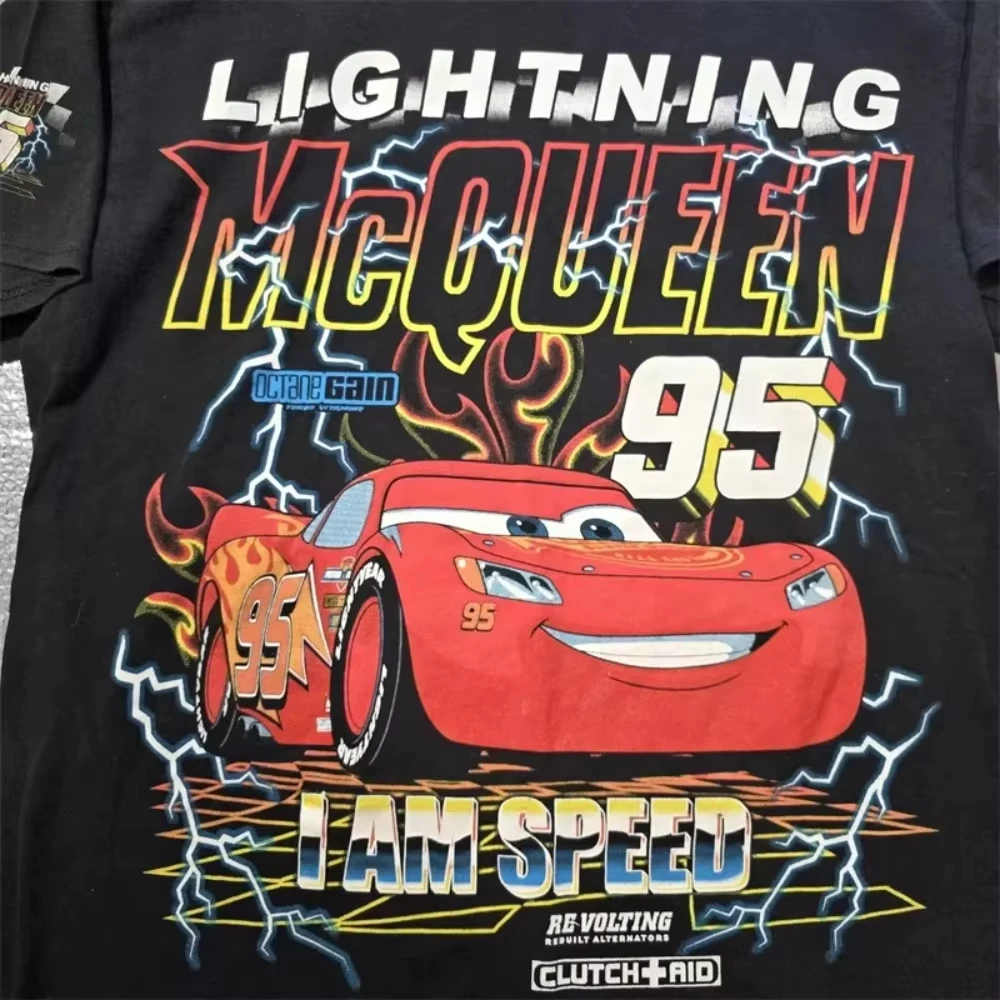 2025 الصيف موضة جديدة سيارة فيلم البرق ماكوين تي شيرت رجالي NASCAR بولد بيكسار سباق تي شيرت ريترو تي شيرت رجالي كبير