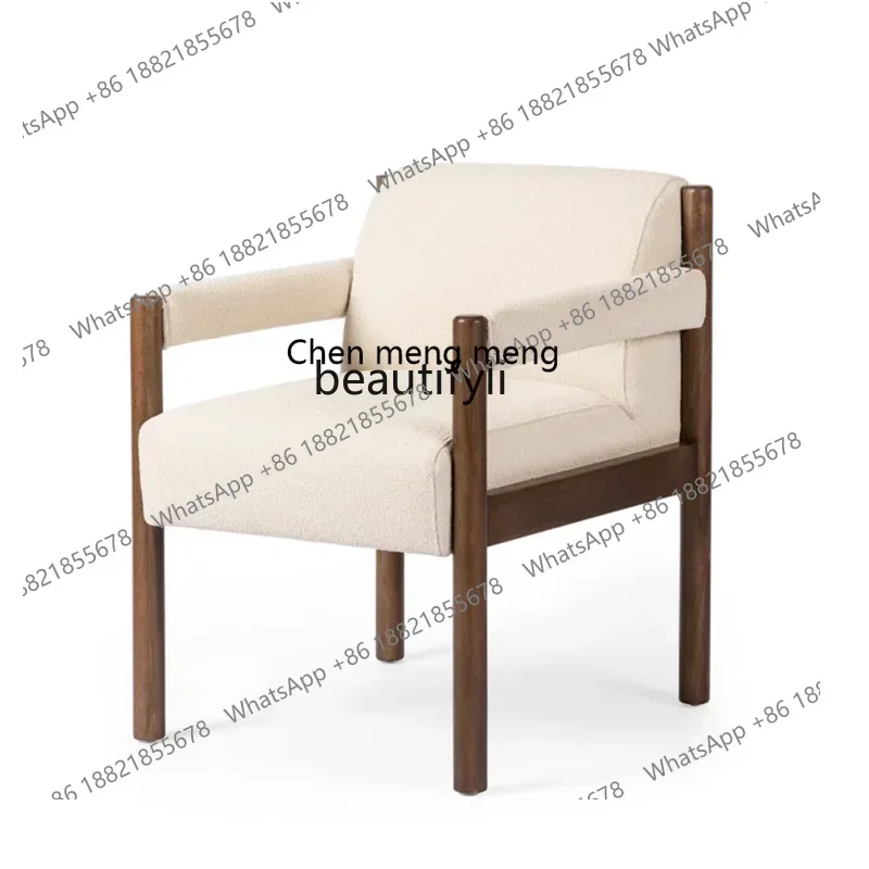 New arrive New Chinese-style solid wood homestay leisure chair fabric armrest back chair model room designer restaurant dining c